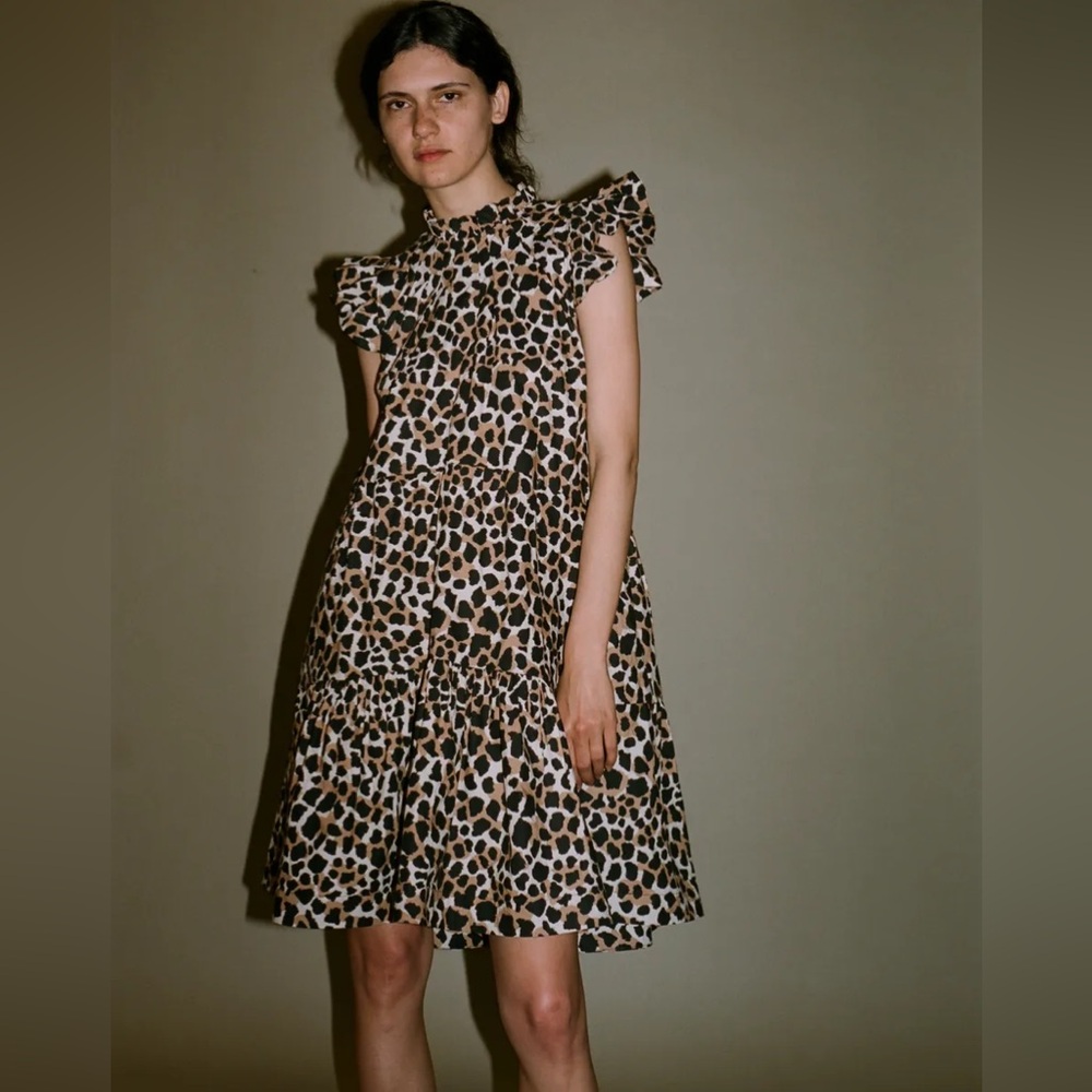 NWT Sea New York Cheetah Print Tiered Ruffle Dress